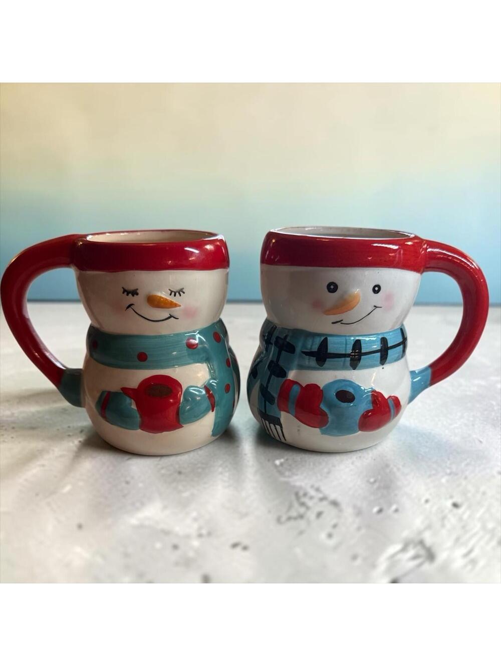 Christmas Holiday Bay Island Snowman Coffee Hot Cocoa Mug Set (2)